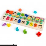 D-FantiX Wooden Math Blocks Sorting Puzzle Board Kids Early Education Shape Sorter Counting Numbers 0-10 Ring Stacker Math Stacking Toys Preschool Learning Toys  B07JFV7LRK